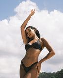 Abalone Shimmer Plunge Bikini Top Underwire Support & Gold Clasp - GigiZara SwimWear