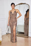 Leopard Luxe Maxi Dress Cover - Up Cowl Neck & Side Slit - GigiZara SwimWear