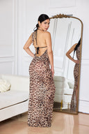 Leopard Luxe Maxi Dress Cover - Up Cowl Neck & Side Slit - GigiZara SwimWear