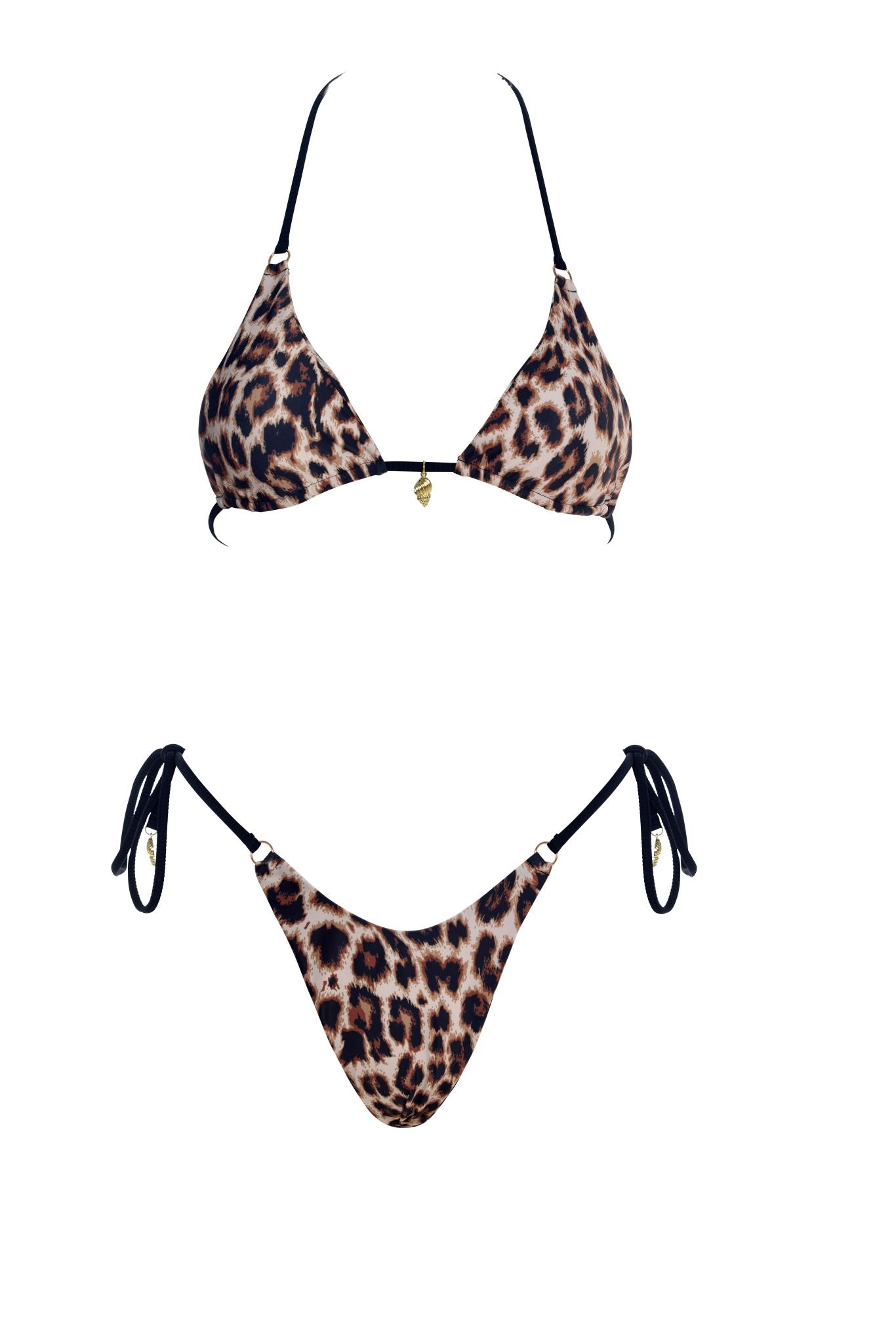 Leopard Luxe Tie Side Bikini Bottom Brazilian Cut & Luxe Shine - GigiZara SwimWear