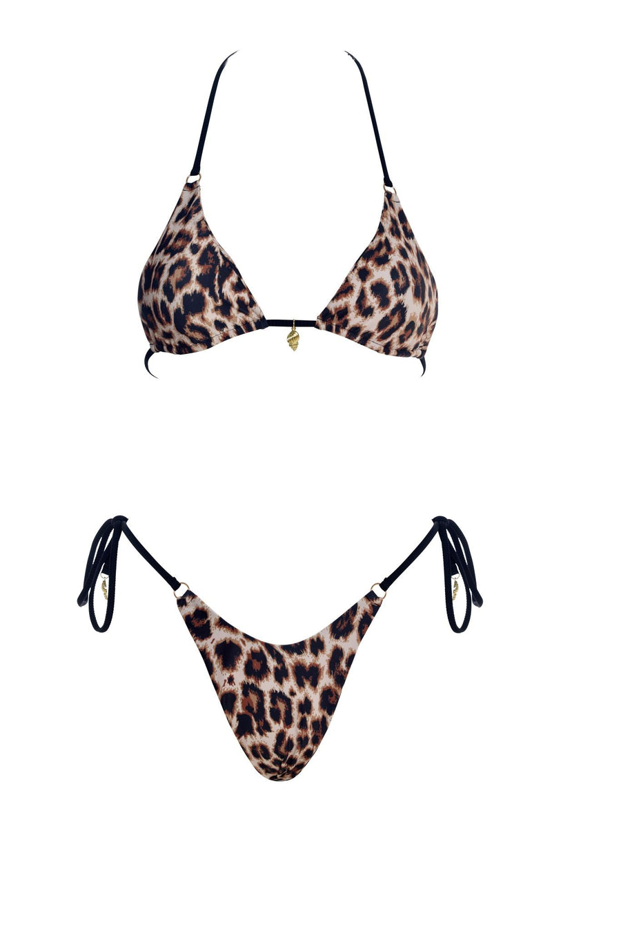 Leopard Luxe Tie Side Bikini Bottom Brazilian Cut & Luxe Shine - GigiZara SwimWear