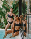 Midnight Surf Bikini Bottom Vintage High - Waist Surf Chic - GigiZara SwimWear