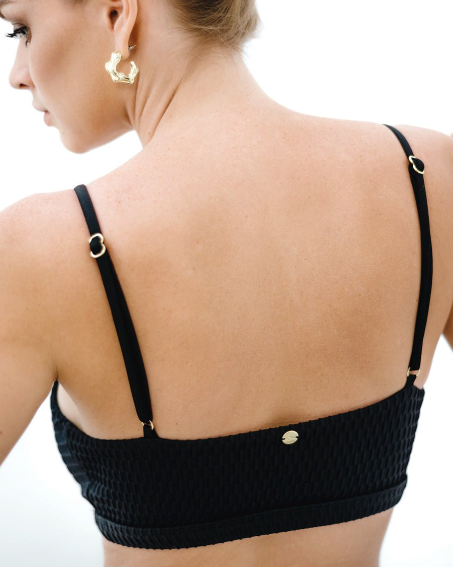 Midnight Surf Bikini Top Retro Surf Chic & Eco Finish - GigiZara SwimWear