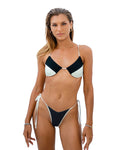 Noir Wave Triangle Bikini Top Monochrome Wave Elegance - GigiZara SwimWear
