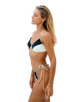 Noir Wave Triangle Bikini Top Monochrome Wave Elegance - GigiZara SwimWear