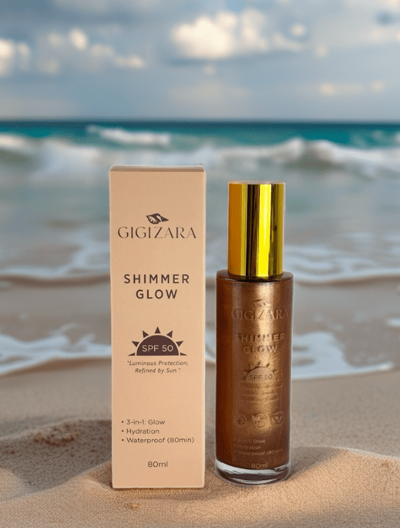 Sun Shield Body Glow, Broad Spectrum SPF 50, Non Sticky, Glowing Results - GigiZara SwimWear