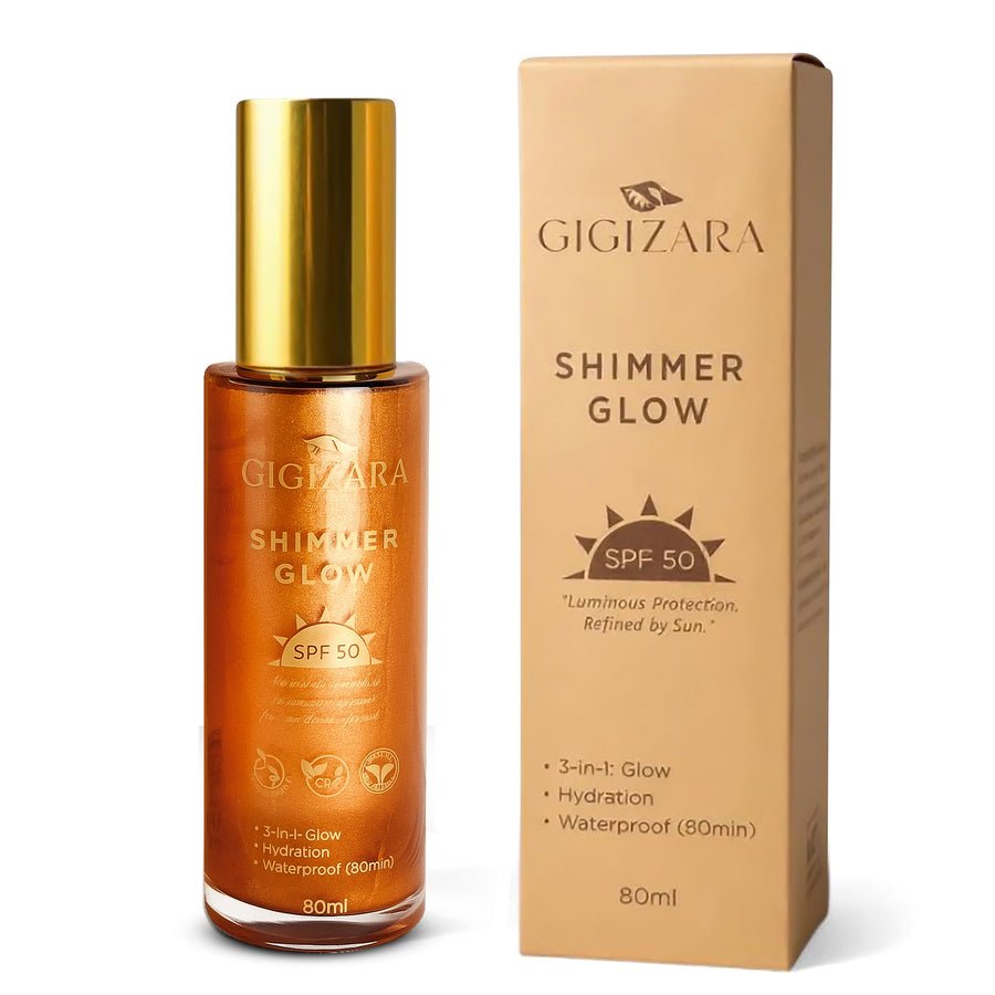 Sun Shield Body Glow, Broad Spectrum SPF 50, Non Sticky, Glowing Results - GigiZara SwimWear